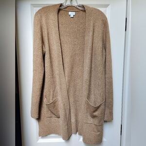 J Crew Factory Camel Open-Front Pocket Knit Cardigan, Small